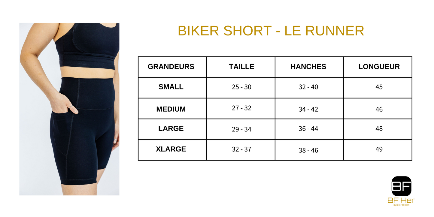 BikerShort Long [poche] LE RUNNER - Noir